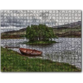Cakapuzzle Gölde Sandallar Tepeler ve Bulutlu Gökler Mdf 500 Parça Puzzle