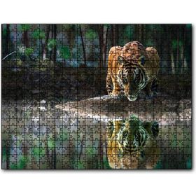 Cakapuzzle Göldeki Kaplan Yansıması Görseli Mdf 120 Parça Puzzle