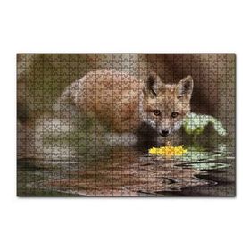 Cakapuzzle Göldeki Sarı Çiçeği İzleyen Yavru Tilki 120 Parça Ahşap Puzzle