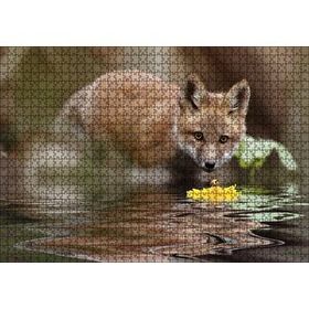 Cakapuzzle Göldeki Sarı Çiçeği İzleyen Yavru Tilki 120 Parça Ahşap Puzzle