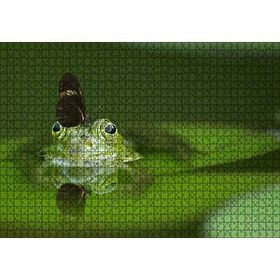 Cakapuzzle Göldeki Yeşil Kurbağa ve Üzerindeki Kelebek 120 Parça Ahşap Puzzle