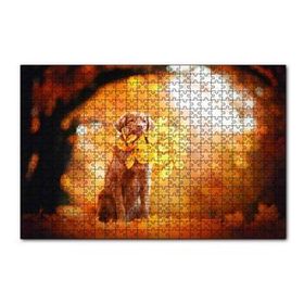 Cakapuzzle Golden Retriever Sonbahar Yaprakları 120 Parça Ahşap Puzzle