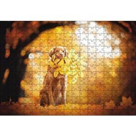 Cakapuzzle Golden Retriever Sonbahar Yaprakları 120 Parça Ahşap Puzzle
