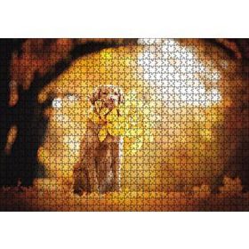 Cakapuzzle Golden Retriever Sonbahar Yaprakları 120 Parça Ahşap Puzzle