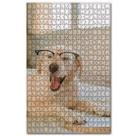 Cakapuzzle Gözlüklü Beyaz Sevimli Köpek 120 Parça Ahşap Puzzle