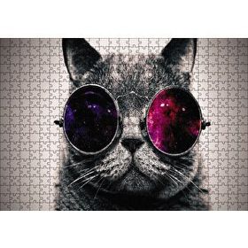 Cakapuzzle Gözlüklü Kedi 120 Parça Ahşap Puzzle