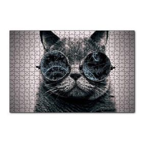 Cakapuzzle Gözlüklü Siyah Kedi ve Formüller 120 Parça Ahşap Puzzle