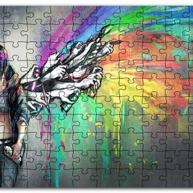 Cakapuzzle Graffiti Sanatçısı Kız ve Özgür Kalan Sanatı Mdf 255 Parça Puzzle
