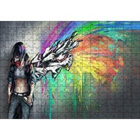 Cakapuzzle Graffiti Sanatçısı Kız ve Özgür Kalan Sanatı Mdf 255 Parça Puzzle