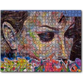 Cakapuzzle Graffiti ve Duvar Boyama Gözleri Kapalı Kadın Mdf 1000 Parça Puzzle