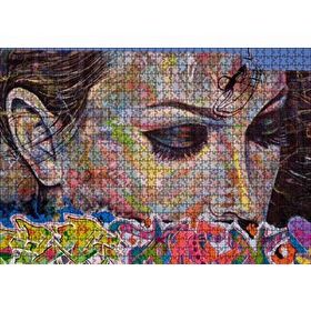 Cakapuzzle Graffiti ve Duvar Boyama Gözleri Kapalı Kadın Mdf 1000 Parça Puzzle