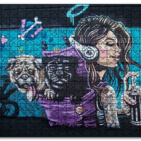 Cakapuzzle Graffitici Kız Çantasında Köpekler Duvar Boyama Mdf 500 Parça Puzzle