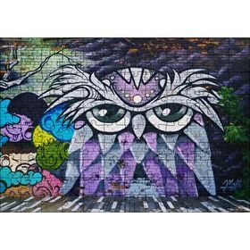 Cakapuzzle Grafiti Sokak Sanatı Baykuş Görseli 120 Parça Ahşap Puzzle