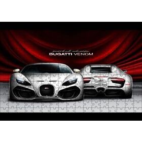 Cakapuzzle Gri Bugatti Venom Ön ve Arka Görünüş 120 Parça Ahşap Puzzle