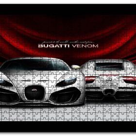 Cakapuzzle Gri Bugatti Venom Ön ve Arka Görünüş Mdf 1000 Parça Puzzle