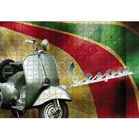 Cakapuzzle Gri Vespa Motorsiklet Vintage 120 Parça Ahşap Puzzle