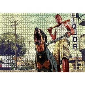 Cakapuzzle GTA 5 Franklin ve Chop 120 Parça Ahşap Puzzle