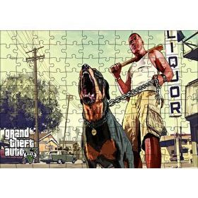 Cakapuzzle GTA 5 Franklin ve Chop 120 Parça Ahşap Puzzle