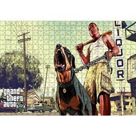 Cakapuzzle Gta 5 Franklin ve Chop Mdf 500 Parça Puzzle