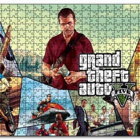 Cakapuzzle Gta 5 Michael Franklin ve Trevor Kompozisyon Mdf 120 Parça Puzzle