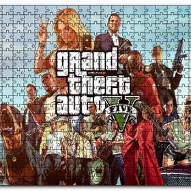 Cakapuzzle Gta 5 Oyun Posteri Tüm Karakterler Mdf 120 Parça Puzzle