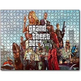 Cakapuzzle Gta 5 Oyun Posteri Tüm Karakterler Mdf 120 Parça Puzzle