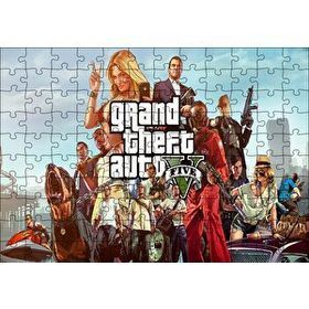 Cakapuzzle Gta 5 Oyun Posteri Tüm Karakterler Mdf 120 Parça Puzzle