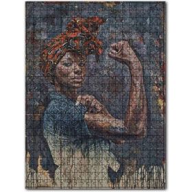 Cakapuzzle Güçlü Siyahi Kadın Yağlıboya Görseli Ahşap 1000 Parça Puzzle