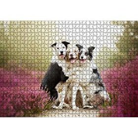 Cakapuzzle Gülerek Poz Veren Sevimli Köpekler ve Çiçekler 120 Parça Ahşap Puzzle