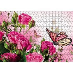 Cakapuzzle Güller ve Kelebek 120 Parça Ahşap Puzzle