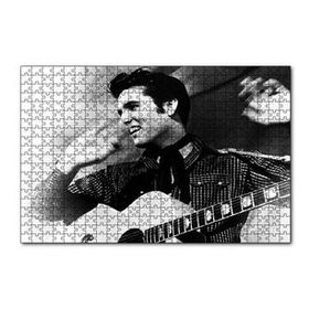 Cakapuzzle Gülümseyen Elvis Presley ve Gitarı SB 120 Parça Ahşap Puzzle