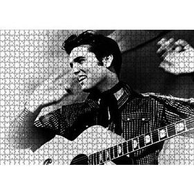 Cakapuzzle Gülümseyen Elvis Presley ve Gitarı SB 120 Parça Ahşap Puzzle