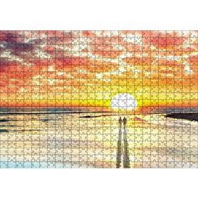 Cakapuzzle Gün Batımı Çiftler Elele 120 Parça Ahşap Puzzle