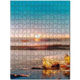 Cakapuzzle Gün Batımı Deniz Kumsalda Şişe Cam Görseli 120 Parça Puzzle