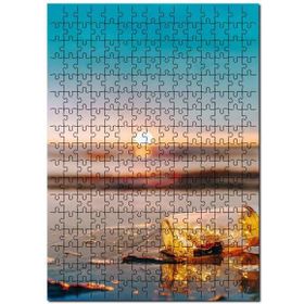Cakapuzzle Gün Batımı Deniz Kumsalda Şişe Cam Görseli Mdf 500 Parça Puzzle