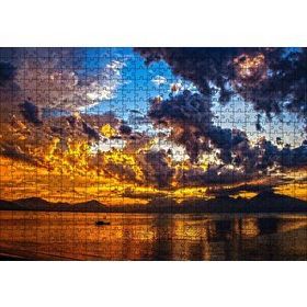 Cakapuzzle Gün Batımı Doğa Tekne 120 Parça Ahşap Puzzle