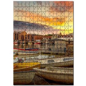 Cakapuzzle Gün Batımı Tekneler Sahil Şehir Mdf 500 Parça Puzzle