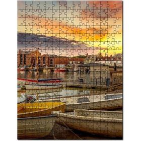 Cakapuzzle Gün Batımı Tekneler Sahil Şehir Mdf 500 Parça Puzzle