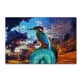 Cakapuzzle Gün Batımı Yalı Çapkını Kuş 120 Parça Ahşap Puzzle