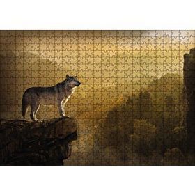Cakapuzzle Gün Batımında Yalnız Kurt Ahşap 500 Parça Puzzle