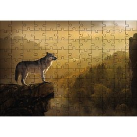 Cakapuzzle Gün Batımında Yalnız Kurt Mdf 120 Parça Puzzle