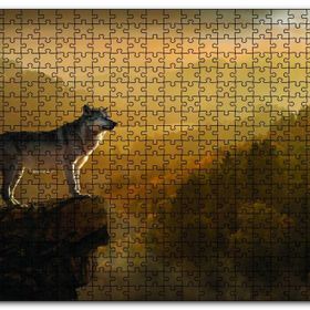 Cakapuzzle Gün Batımında Yalnız Kurt Mdf 120 Parça Puzzle