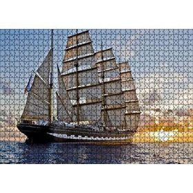 Cakapuzzle Gün Batımında Yelkenli Gemi 120 Parça Ahşap Puzzle