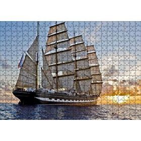 Cakapuzzle Gün Batımında Yelkenli Gemi 120 Parça Ahşap Puzzle