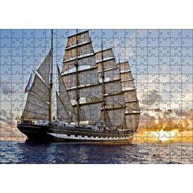 Cakapuzzle Gün Batımında Yelkenli Gemi 120 Parça Ahşap Puzzle
