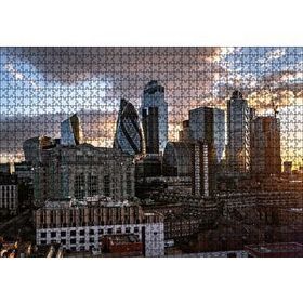 Cakapuzzle Günbatımı Bulutlu Gökler ve Şehir 120 Parça Ahşap Puzzle