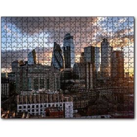 Cakapuzzle Günbatımı Bulutlu Gökler ve Şehir Mdf 500 Parça Puzzle