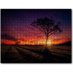 Cakapuzzle Günbatımı Çayırlar ve Yalnız Ağaç Mdf 1000 Parça Puzzle