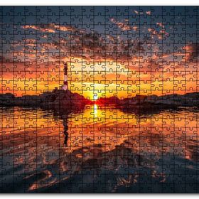 Cakapuzzle Günbatımı Deniz Feneri Kayalıklar ve Bulutlar Mdf 1000 Parça Puzzle
