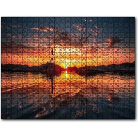 Cakapuzzle Günbatımı Deniz Feneri Kayalıklar ve Bulutlar Mdf 255 Parça Puzzle